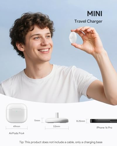 Electric Toothbrush Travel Charger Replacement Slim Compatible with Oral B Pro/iO/D Electric Toothbrush, Inductive Mini Portable Charger Base-Type C(White)