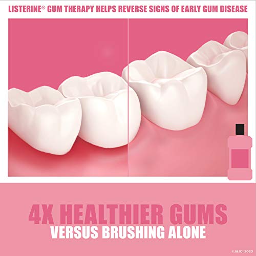 Listerine Gum Therapy Antiplaque & Anti-Gingivitis Mouthwash, Antiseptic Oral Rinse Helps Reverse Signs of Early Gingivitis, ADA Accepted, TSA-Compliant Travel-Size, Glacier Mint, 95 mL (Pack of 6)