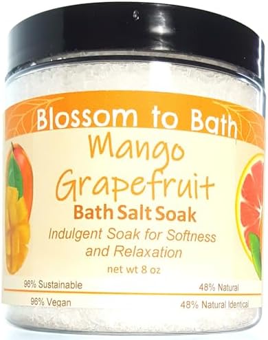Mango Grapefruit Bath Salt Soak (8 Ounce) - Natural Fragrance - is A Versatile Soaking Aid with a Fresh Tropical Scent