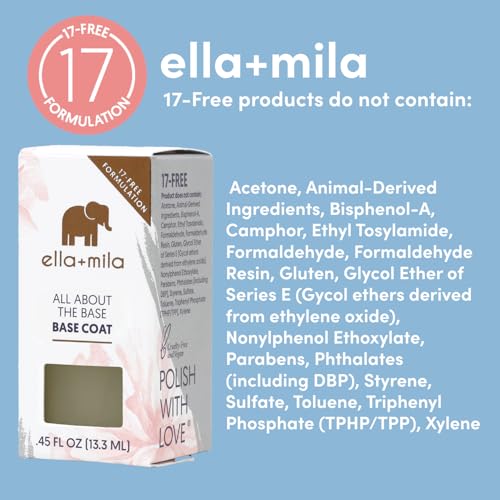ella+mila All About the Base - Coat Nail Polish - Long-lasting Ridge Filler Base Coat - Nail Care that Helps Smooth & Fill Natural Nails (0.45 fl oz)