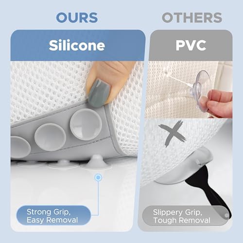 Sunlit Ultra Soft Full Body Bath Pillow for Bathtub, Luxury Thick Tub Pillow for Head Neck Back Support with Lumbar Pillow Multi-Function Stopper, Spa Pillow with Strong Suction Cups, Bath Accessories
