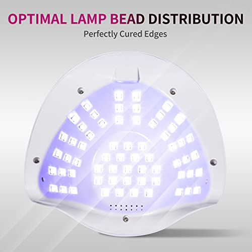 UV Nail Lamp 288W UV Light for Gel Nails Professional UV Lamp for Gel Nail Polish Nail Dryer with 63 LED Beads 4 Timer Smart Sensor LCD Display Portable Handle Fast Curing for Salon and Home