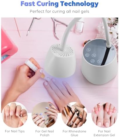 UV LED Nail Lamp, Gooseneck UV Light for Gel Nails & LED 2 Modes, Cordless Rechargeable Nail Dryer Gel Lamp with 3 Timers & Auto Sensor Fast Flash Curing Polish Nail Art DIY Manicure-White
