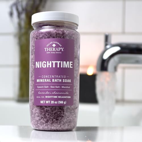 Village Naturals Therapy Nighttime Concentrated Mineral Bath Soak, 20 oz, Pack of 4