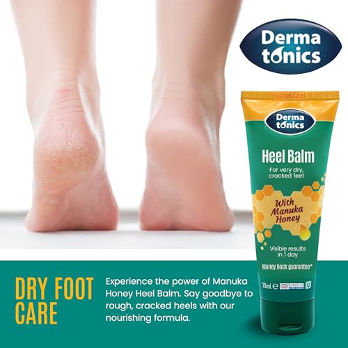 Manuka Honey Heel & Elbow Cream - Moisturizing & Exfoliating Care for Dry, Cracked Heels & Feet, Softening Callus Remover, Hydrating Foot Balm for Smooth, Healthy Skin - 2.37 fl oz Tube