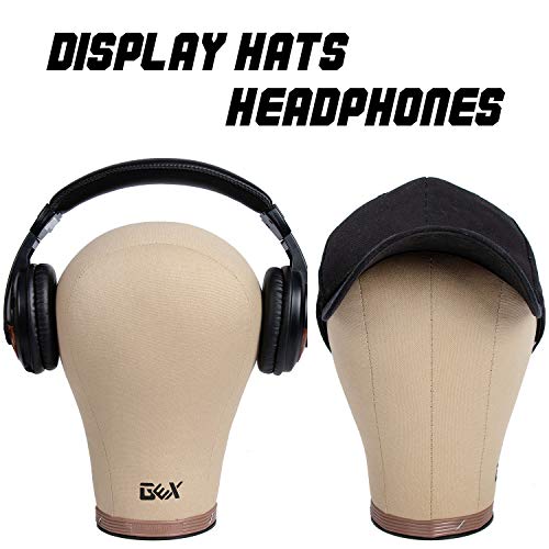 GEX 20"-24" Cork Canvas Block Head Mannequin Head Wig Display Styling Head With Mount Hole (Light Brown, 22")