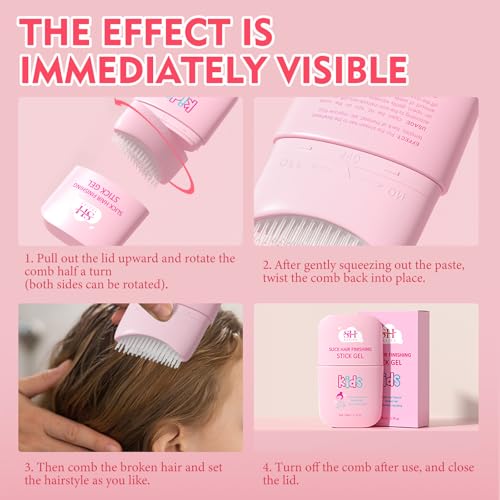 SEVICH Hair Gel For Kids With Comb, Toddler Hair Wax Stick For Girls - Quick Fix For Flyaways & Stray Ends - Frizz Control Finishing Stick - Gentle & Easy To Use 2.7fl oz/80ml