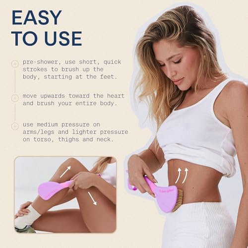 The Skinny Confidential Butter Brush - Exfoliating Back Scrubber for Shower Reduces Inflammation & Cellulite - Dry Brush Body Scrubber Increases Blood Circulation - Skin Scrubber & Exfoliator