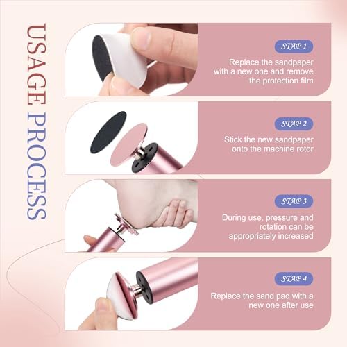 Electric Foot Callus Remover – Foot File Rechargeable Pedicure Tool with Adjustable Speed, Digital Display, Sandpaper Discs & Nail Drill Bits – Pink