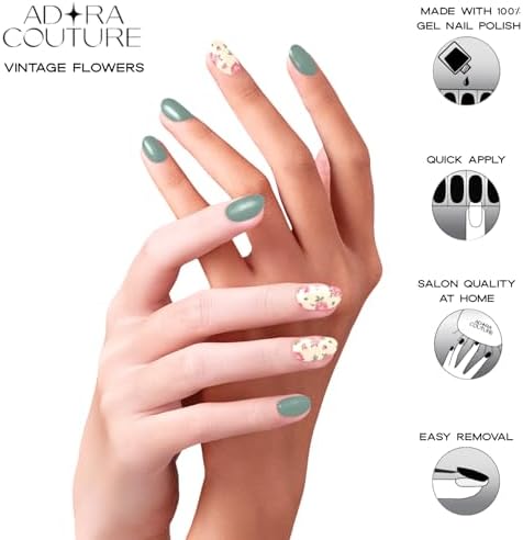 Semi Cured Gel Nail Strips with 30 Pieces - Salon Quality Manicure Kit for Women Easy Application Wraps Includes Prep Pads Nail File Wooden Stick, UV Light Required - M Vintage A