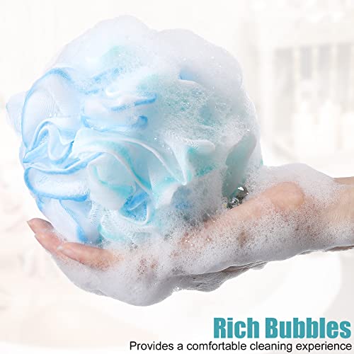 Shellwei 32 Pcs Bath Sponge Shower Loofahs Bulk 60 g Charcoal Body Shower Large Mesh Puff Soft Scrubber for Men and Women Exfoliating Pouf Balls with Bathing Accessories