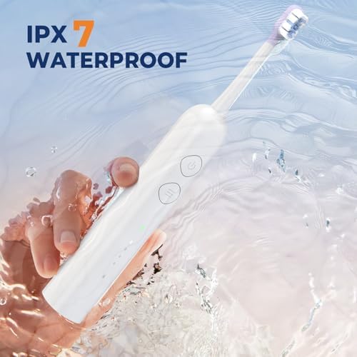 Electric Toothbrush-Oscillation&Vibration Sonic Electric Toothbrush for Adults with 6 Brush Heads for Travel & Teeth Care, 48000VPM Motor 4 Cleaning Modes 2 Min Timer
