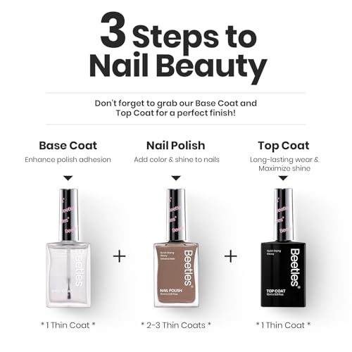 Beetles Nude Nail Polish Set Coconut Mousse 6Pcs, Pink Nail Fast Drying Long Lasting Neutral Brown Red Burgundy Dark Lacquer Glossy for Salon-Quality Results