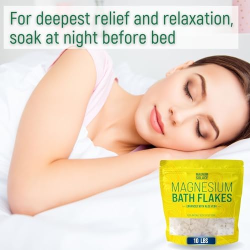 Magnesium Bath Flakes - Dead Sea Salt – Dead Sea Salts for Soaking – Magnesium Flakes for Bath - Enhanced with Aloe Vera (10 Pound)