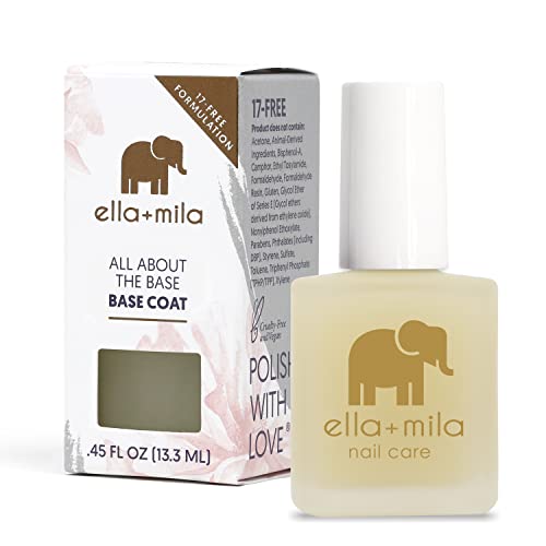 ella+mila All About the Base - Coat Nail Polish - Long-lasting Ridge Filler Base Coat - Nail Care that Helps Smooth & Fill Natural Nails (0.45 fl oz)
