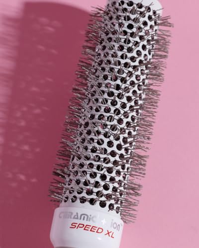 Olivia Garden Ceramic + Ion Speed XL Round Brush – 1 3/8" Extra-Long Thermal Barrel – Non-Electric Blowout Brush – CIXL-35