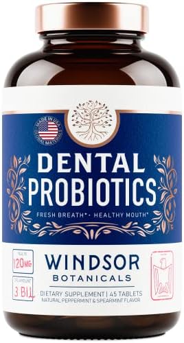 Oral Probiotics for Teeth and Gums - 3BN CFU Lactobacillus Salivarius Acidophilus Rhamnosus Streptococcus - Bad Breath Treatment for Adults - 45 Chewable Mint Dental Probiotic Tablets for Women & Men
