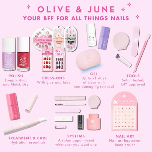 Olive & June Long-Lasting Nail Polish Plump, Gel-Like Finish No Lamp Needed, Lasts up to 10 days Salon-Quality Color at Home 15-Free, Vegan & Cruelty-Free, Chip-Resistant Shine Pink Goldfish