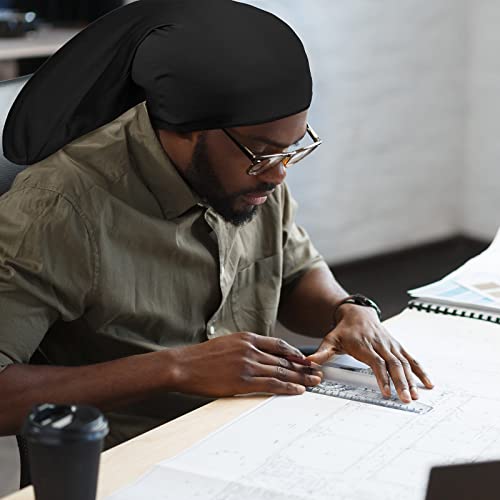 Tatuo 4 Pieces Unisex Jumbo Dreadlock Cap Long Hair Dreads Head Wrap Sleeping Cap Hair Accessories Sleep Bonnet for Men Women (Black)