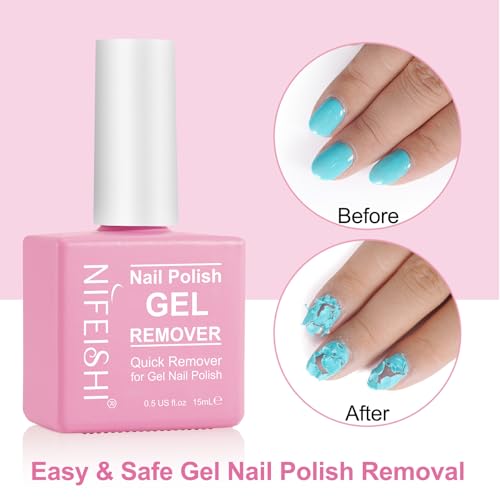 Gel Nail Polish Remover, (2PCS) Gel Polish Remover Kit, Professional Removes Soak-Off and UV Art Nail Lacquer in 3-5Mins, Don't Hurt Your Nails - 15Ml
