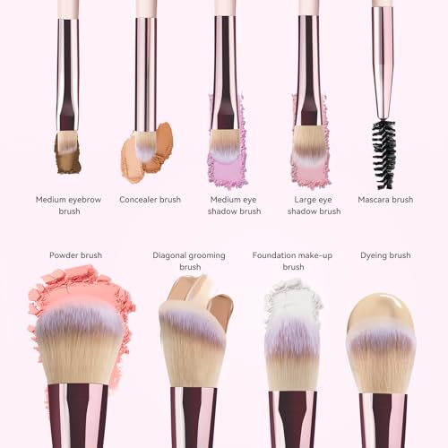 Trendy Teen Girl Gifts – Travel Makeup Brush Set with LED Light Mirror, Perfect Tween Birthday Gifts for Girls 11-16+ year old(Pink)