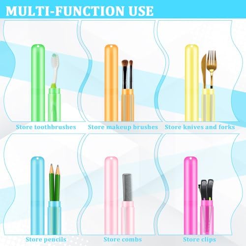 SIKEMAY 100 PCS Toothbrush Holder Bulk, Toothbrush Case Cover, Portable Plastic Dust Proof Breathable, Holder for Travel, Bathroom, Indoor, Outdoor, Trip, Camping, School