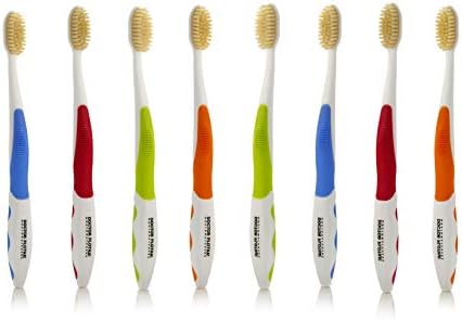 MOUTHWATCHERS Soft Flossing Toothbrushes for Adults, Value 8 Pack, Ultra Clean Manual Toothbrush Set for Sensitive Teeth & Gums, by Dr. Plotka, Assorted Colors