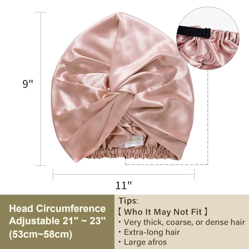 ZIMASILK 22 Momme 100% Mulberry Silk Bonnet for Sleeping & Women Hair Care, Highest Grade 6A Silk Hair wrap for Sleeping with Premium Elastic Stay On Head (1Pc, Rose Gold)
