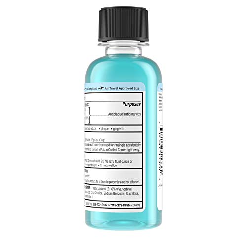 Listerine Gum Therapy Antiplaque & Anti-Gingivitis Mouthwash, Antiseptic Oral Rinse Helps Reverse Signs of Early Gingivitis, ADA Accepted, TSA-Compliant Travel-Size, Glacier Mint, 95 mL (Pack of 6)
