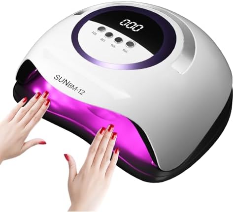 UV LED Nail Lamp with 72 Beads, 300W Nail Curing Lamps for Gel Polish with Automatic Sensor/4 Timer Setting,Led Nail Dryer, Professional Nail Art Drying Tools for Fingernail and Toenail.BM-12 PRO