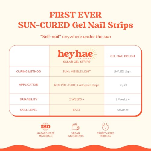 Semi Cured Gel Nail Strips | No LED Lamp Needed | Summer, Solid, Orange | Easy Apply & Remove, Salon Quality | Includes 28 Strips, 1 Prep Pads, Nail File & Wooden stick - Hey, Apricot Syrup