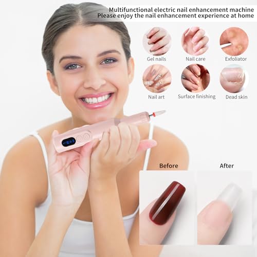 Electric Nail Drill, Professional Cordless NailDrill for Acrylic and Gel Nails, Portable Electric Nail Drill Efile Kit for Manicure Pedicure and Polishing Tools Design for Home Use