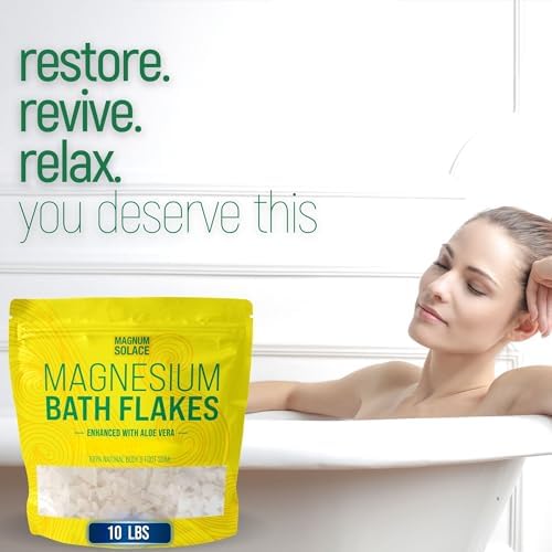 Magnesium Bath Flakes - Dead Sea Salt – Dead Sea Salts for Soaking – Magnesium Flakes for Bath - Enhanced with Aloe Vera (10 Pound)
