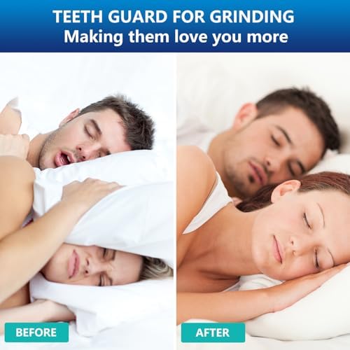 Mouth Guard for Grinding Teeth at Night, Night Guards for Bruxism, Mouthguards for Grinding of Teeth Nighttime, Dental Bite Guard for Adults of Clenching Teeth, 8 Pack with 12 Cleaning Tablets