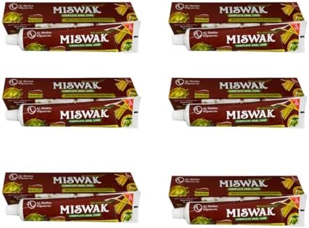 Pack of 6- Organic Miswak Moringa 10 in 1- Clove, Propolis, Myrrh, Black Seed, Fennel Seed, Babool, Cinnamon, Licorice Toothpaste Fluoride Free 7.05 oz