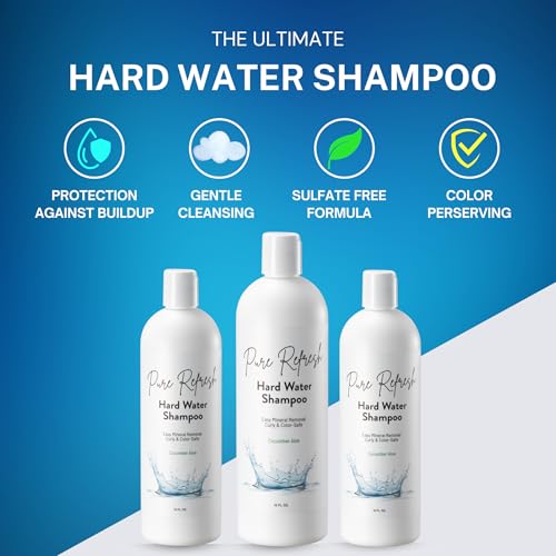 Pure Refresh Hard Water Shampoo – Removes Mineral Buildup from Well Water & Swimming Pools – Sulfate-Free Daily Hair Treatment – Safe for Men & Women – Made in USA (16 oz)
