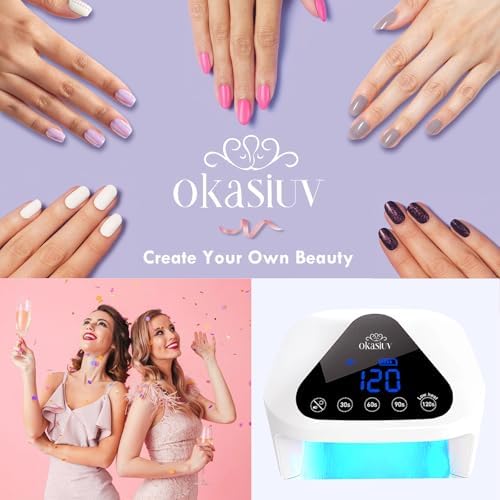 UV LED Nail Lamp with UV Gloves,Magnetic Metal Mirror Base Cordless Nail Dryer, Gel Polish Curing Light with 4 Timers,Touch Control Display,Auto Sensor for Professional Salon & Home