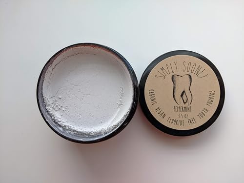 Zero Waste up to 6 Month Supply Organic Vegan Fluoride Free Tooth Powder Peppermint Flavor- Ships Without Any Plastic Packaging I Natural Whitening I Stronger Teeth