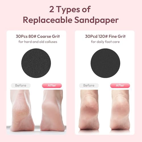 Electric Callus Remover for Feet, Rechargeable Electric Foot Callus Remover Pedicure Tool with 70pcs Sandpapers, Professional Foot File for Dead Skin, Calluses - Pink