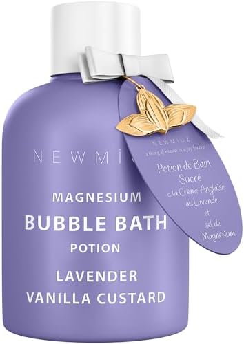Magnesium Bubble Bath Lavender Vanilla Long Lasting Foaming Bath for Sore Muscles Epsom Salt Moisturizing Relaxing Stress Relief Spa Gift for Women