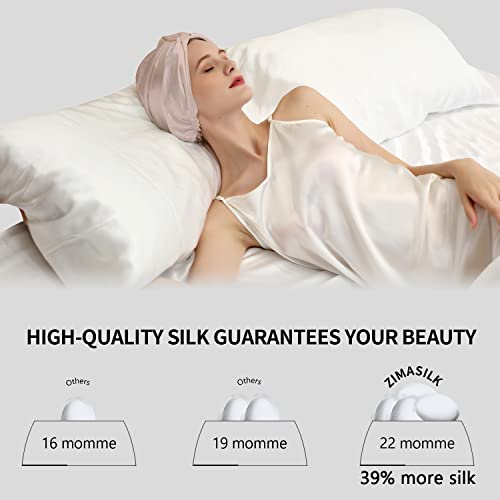 ZIMASILK 22 Momme 100% Mulberry Silk Bonnet for Sleeping & Women Hair Care, Highest Grade 6A Silk Hair wrap for Sleeping with Premium Elastic Stay On Head (1Pc, Rose Gold)