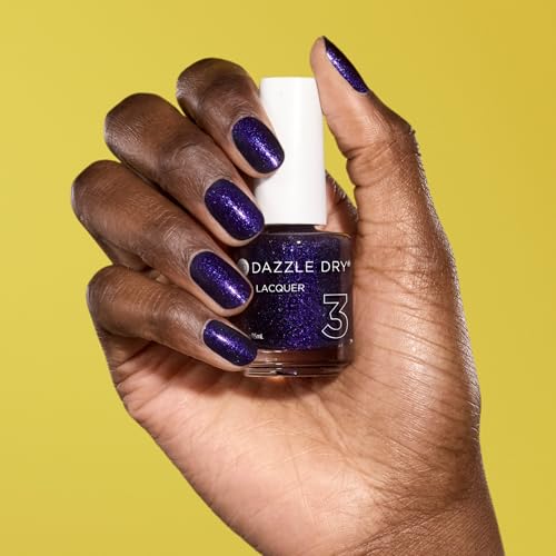 Dazzle Dry Nail Lacquer (Step 3) - Fast Lane - A deep galactic purple with flaky glitter. Full coverage shimmer. (0.5 fl oz)