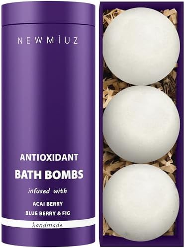 Natural Bath Bombs Skin Nourishing Detox Moisturize Antioxidant Acai Blueberry Luxury Fizzing Spa Bubble Bath Gift Set for Sensitive Skin Stress Relief Relaxation Gift Birthday Christmas
