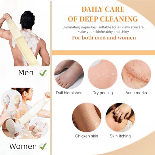 Natural Loofah Sponge Exfoliating Body Scrubber, Loofa Back Scrubber for Shower Set for Men and Women (3 Pack), Luffa Sponge Pads & Exfoliating Glove Deep Clean & Invigorate Your Skin, Yellow