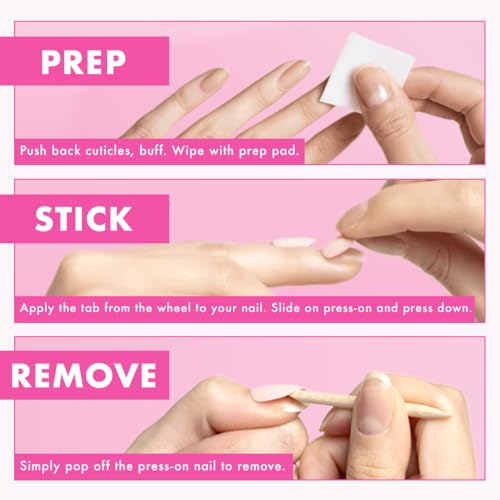 Olive & June Super Stick Mani Press-On Nails | Short, Round | No Glue Needed | 32 Tab Nails in 16 Sizes | Non-Toxic Tabs | Easy On-Off, Non-Damaging | Realest Look | 7-Day Wear | Glazed French
