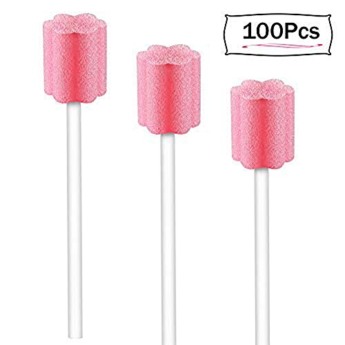 100PCS Disposable Mouth Swabs Sponge - Unflavored, Sterile Oral Swabs Dental Swabsticks for Mouth Cleaning
