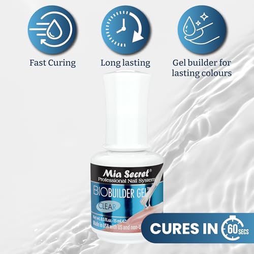 Mia Secret Clear Brush-on Nail Sculpting Gel, 0.5 oz - Biobuilder Clear Builder Gel in a Bottle For Nail Extensions and Natural Nails