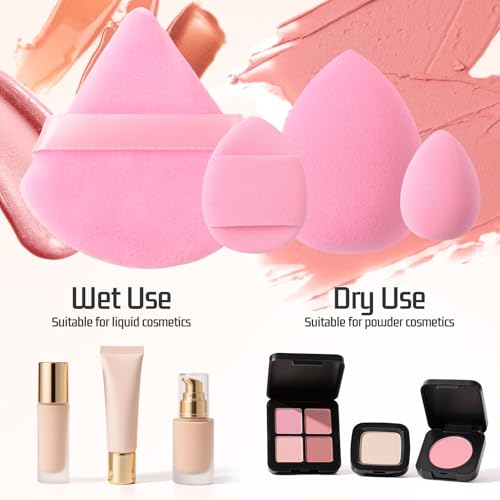 Makeup Brush Set for Foundation Concealer Eyeshadow and Travel, Include Make Up Brush, Sponge, 51PCS Pink