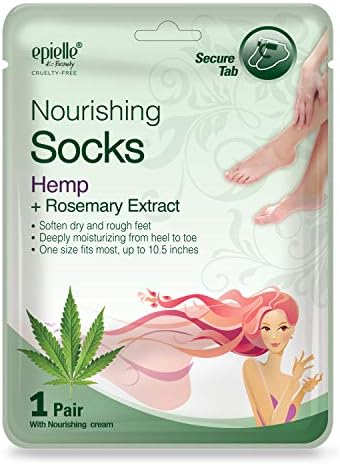 Epielle Relaxing & Nourishing Hand & Foot Masks 12 Pairs, Repair and Relax Dry Hands & Cracked Heels with Lavender Extract & Hemp, Korean Skin Care, Spa Self Care Gifts for Women, 6 Gloves & 6 Socks