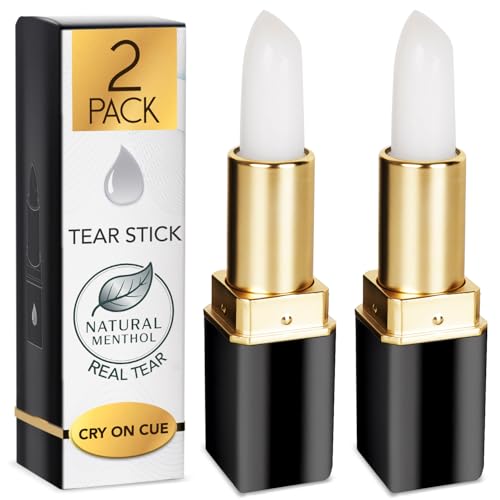 [2 Pack] Professional Tear Stick For Actors - Cry On Cue With Real Tears & Wet Eyes - Natural Menthol Formula Designed for Auditions, Theater, Film & TV - Enhance Emotions - Easy To Apply & Remove